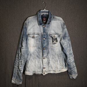 Jordan Craig Legacy Edition Men's 2X Denim Jacket Distressed Meadowlands Button